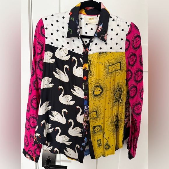 Maeve x Anthropologie Paz Contrast Button Down Shirt . Size Small. EUC. - Picture 5 of 9